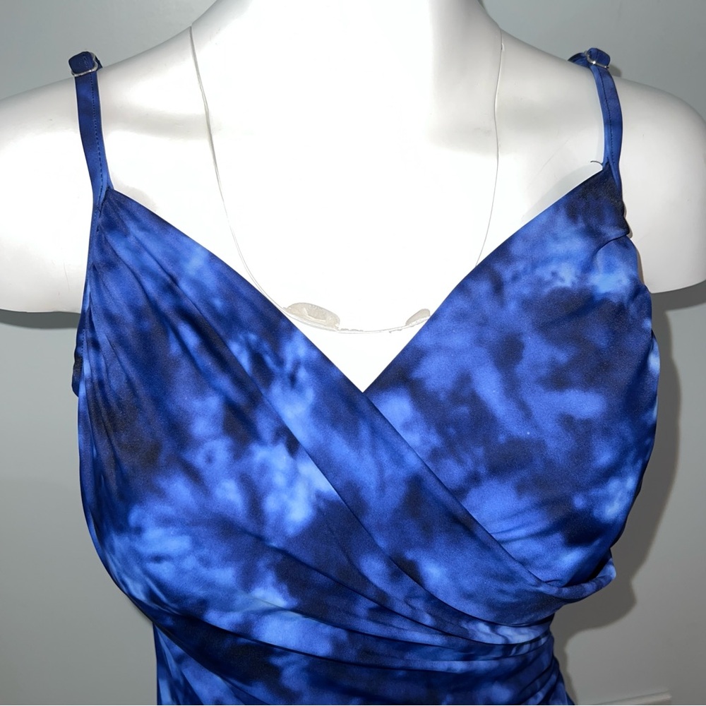 Aqua Green Blue Wrap Ruched One-Piece Bathing Suit | Size Women’s Small - Picture 4 of 14